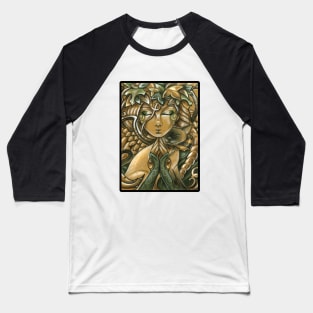 Forest Angel and Siamese Cat - Black Outline Version Baseball T-Shirt